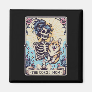 Retro Funny The Corgi Mama Tarot Card Skeletthalle Magnet