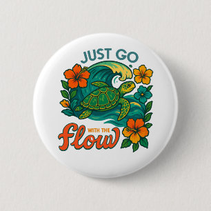 Retro Funny Turtle Muschel Yeah ihren Sommer Button