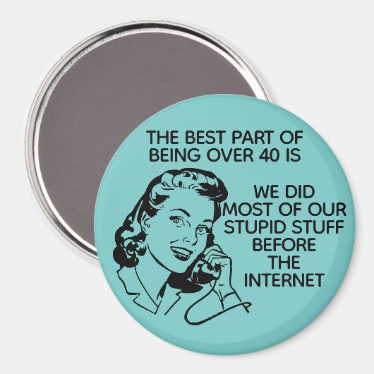 Retro Funny über 40 Magnet (Vorderseite/Rückseite)