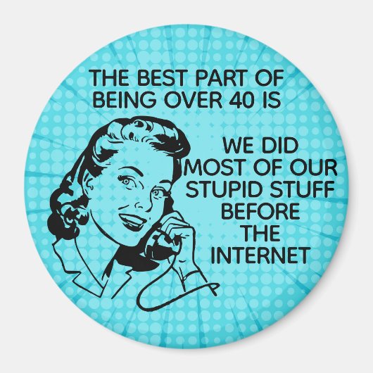 Retro Funny über 40 Magnet (Vorne)
