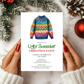 Retro Funny Ugly Sweater Christmas Invitation Einladung