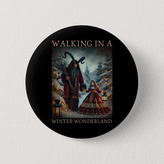 Retro Funny Walking in einem Winter Wunderland Mer Button (Vorderseite)