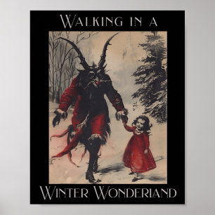 Retro Funny Walking in einem Winter Wunderland Mer Poster