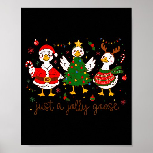 Retro Funny Xmas Just A Jolly Goose Santa Christma Poster (Vorne)