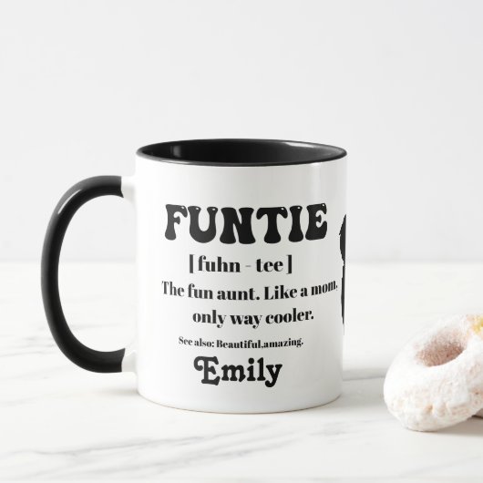 Retro Funtie Definition Personalisierte Tante Tasse (Mit Donut)