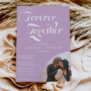 Retro für immer Foto Lavendel Probe Abendessen Einladung