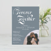 Retro für immer Foto staubige blaue Probe Abendess Einladung (Stehend Vorderseite)