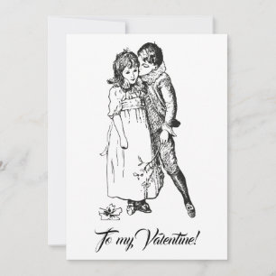 Retro Für meinen Valentinstag Junge Mädchen schwar Feiertagskarte