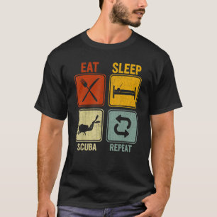 Retro Für Taucher Essen Schlafen Tauchen Wiederhol T-Shirt