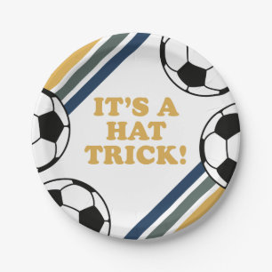 Retro-Fußball-Hattrick 3. Geburtstag Pappteller