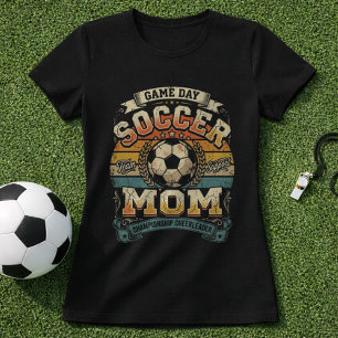 Retro Fußball-Mama-Spieltag-Abzeichen T-Shirt