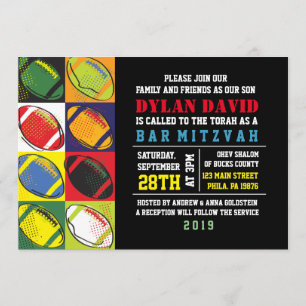 Retro Fußball Themenball Bar Bat Mitzvah Einladung