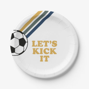 Retro-Fußball - Tritt ihn - Geburtstagspapiertelle Pappteller