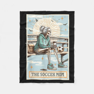 Retro-Fußballmutter-Tarotkarte-Fußball-Skelett-Mam Fleecedecke