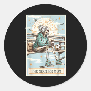 Retro-Fußballmutter Tarotkarte Fußball-Skelett-Mam Runder Aufkleber
