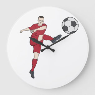 Retro-Fußballspieler, der den Ball Volley tritt Ak Große Wanduhr