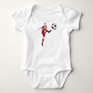 Retro-Fußballspieler tritt Ball Volley Aktion Gra Baby Strampler
