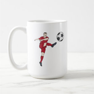 Retro-Fußballspieler tritt Ball Volley Aktion Gra Kaffeetasse