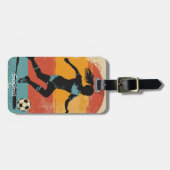 Retro-Fußballspielerin Gepäckanhänger (Vorderseite horizontal)