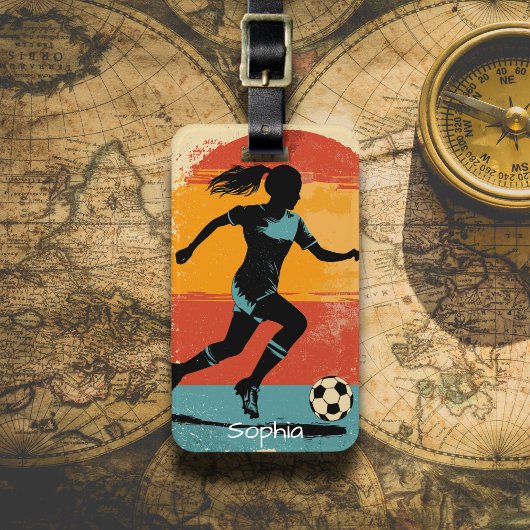 Retro-Fußballspielerin Gepäckanhänger