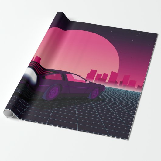 Retro future. 80s style sci-fi background with sup geschenkpapier (Ungerollt)