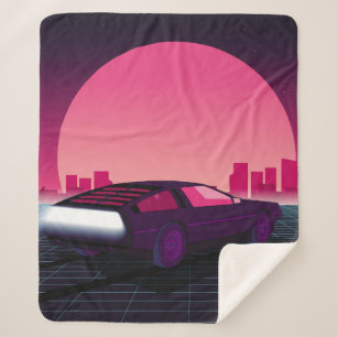 Retro future. 80s style sci-fi background with sup sherpadecke