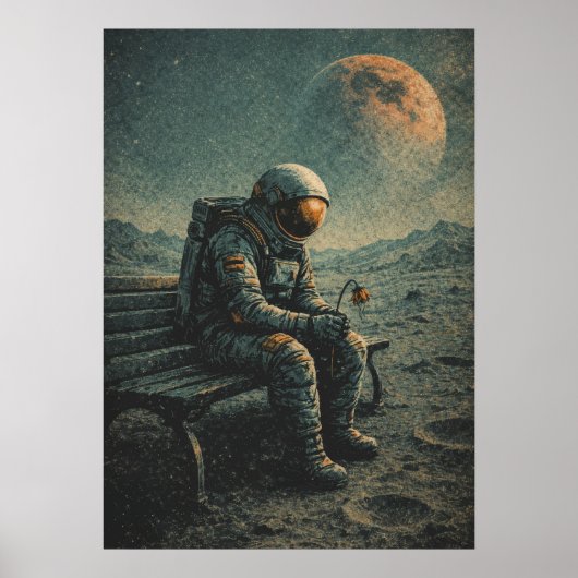 Retro-Future Astronaut, Sci-Fi Space Abstract Art Poster (Vorne)