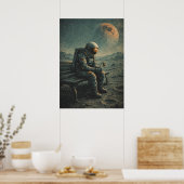 Retro-Future Astronaut, Sci-Fi Space Abstract Art Poster (Küche)