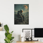 Retro-Future Astronaut, Sci-Fi Space Abstract Art Poster (Heimbüro)