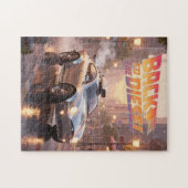 Retro Future City Cruiser bei Dämmerung Puzzle (Horizontal)