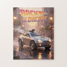 Retro Future City Cruiser bei Dämmerung Puzzle