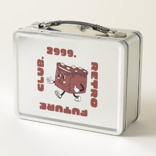 Retro Future Club. Quadratischer Kuchen Metall Brotdose