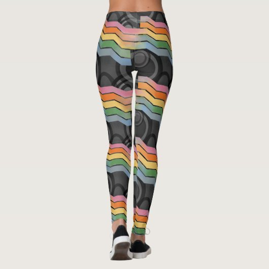 Retro Future Disco Regenbogenstreifen Leggings (Rückseite)