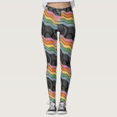 Retro Future Disco Regenbogenstreifen Leggings (Vorderseite)