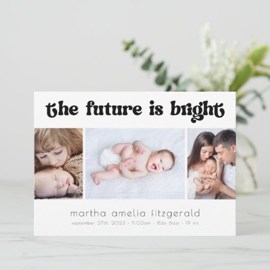 Retro Future is Bright Birth Ankündigung (Stehend Vorderseite)