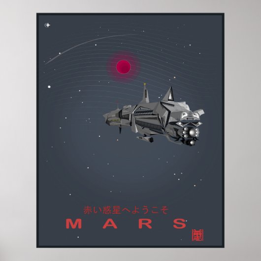 Retro Future Willkommen in den Mars Poster (Vorne)