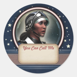 Retro Future Women Name Tag Stickers