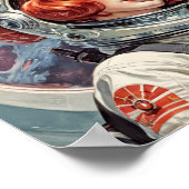 Retro Futurism Comic der 1950er Jahre - Ein roter  Poster (Ecke)