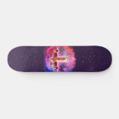 Retro Futurism Flugzeug Synth Wave 80er Cosmic Skateboard (Horizontal)