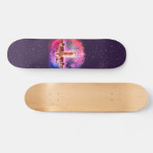 Retro Futurism Flugzeug Synth Wave 80er Cosmic Skateboard (Horizontal)