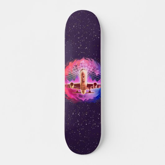 Retro Futurism Flugzeug Synth Wave 80er Cosmic Skateboard (Vorne)