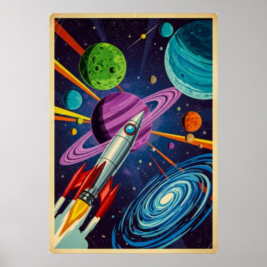 Retro Futurism Sci-Fi Space Exploration Wall Art Poster (Vorne)