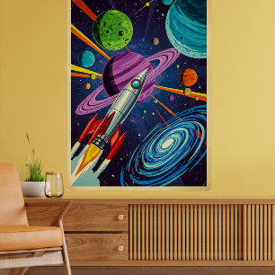 Retro Futurism Sci-Fi Space Exploration Wall Art Poster