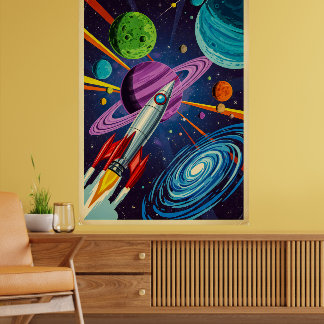 Retro Futurism Sci-Fi Space Exploration Wall Art Poster