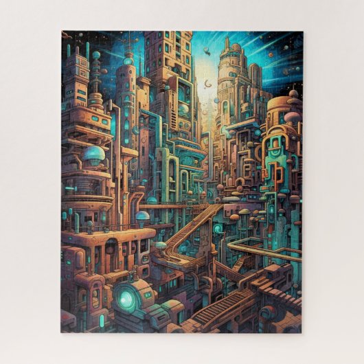 Retro Futurismus Art Puzzle (Vertikal)