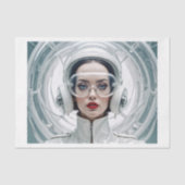 Retro-Futurismus, Cyber-Frau in Weiß Seidenpapier (Vorderseite)