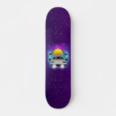 Retro Futurismus fliegendes Auto-Raumschiff Synth Skateboard (Vorne)