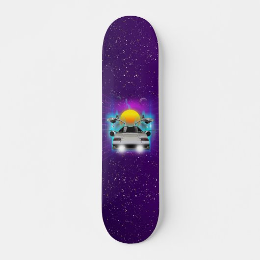 Retro Futurismus fliegendes Auto-Raumschiff Synth Skateboard (Vorne)