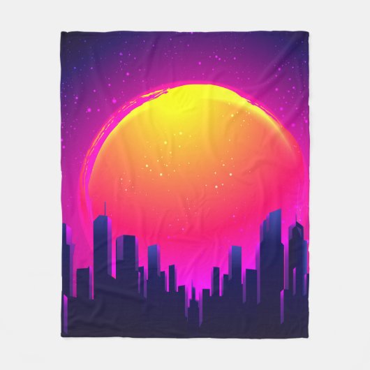 Retro Futurismus. futuristische Synth-Wave-Illustr Fleecedecke (Vorderseite)