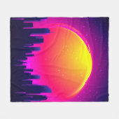 Retro Futurismus. futuristische Synth-Wave-Illustr Fleecedecke (Vorderseite (Horizontal))